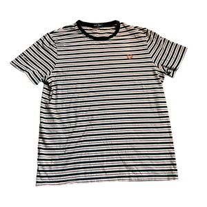 Fred Perry Orange & Navy Striped Round Neck T-shirt (Size L)